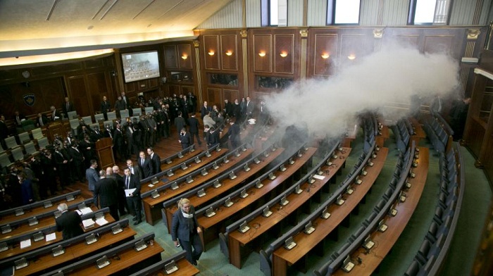 Kosovo opposition releases tear gas in parliament